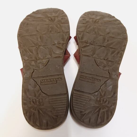Merrell Sandal Size 7 Women's Nappa Valley Slide Cork Leather Rust Brown Sandals - Picture 9 of 12